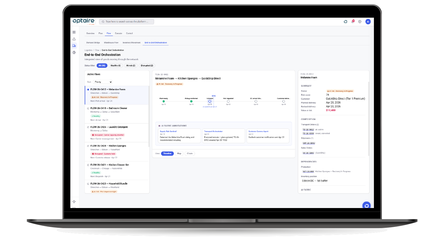 Continuously align flow of goods. Optimize inventory, logistics capacity and transportation. Execute in real time with the logistics module in optaire by 4flow.